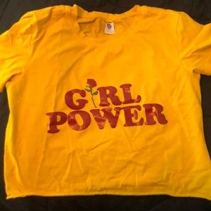 Girl Power Yellow cropped shirt